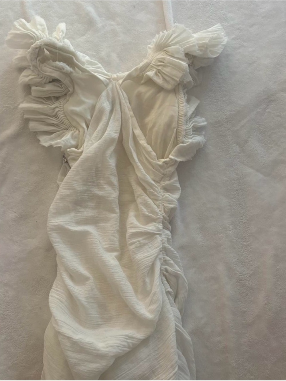 Isabel Marant Cream Ruffled Shoulder Ruched Top - Picture 3 of 3